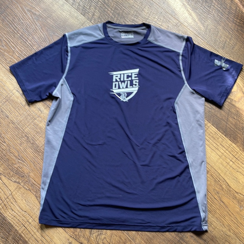 Rice University Under Armour Loose HeatGear Moisture Wicking Tee * EUC * Sz L